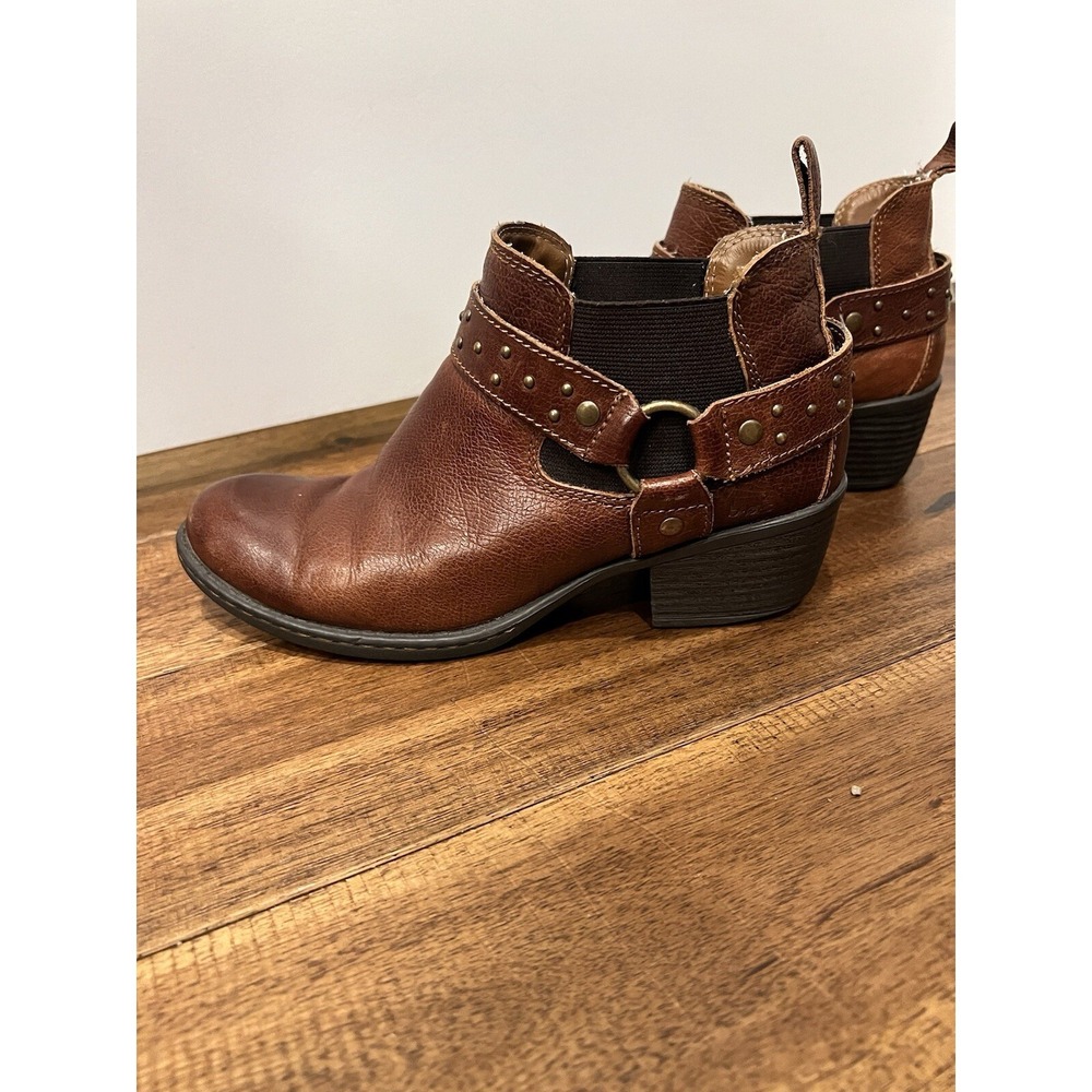 B.O.C Ankle Boots Womens Size 8 Brown Leather Harness Western Biker Moto Cowgirl
